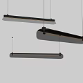 Modern Long Rectangular Pendant Lights With Metal Glass Shade And Illuminated Strip