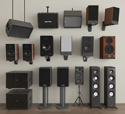 Various Headphones and Speakers with Modern Designs for Home Audio Use 3d model