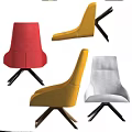 Modern Upholstered Leisure Chairs In Yellow Red Gray With Triangular Swivel Base 3d model