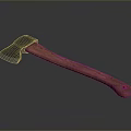 Traditional Axe Weapon With Metal Head And Wooden Carved Handle Design