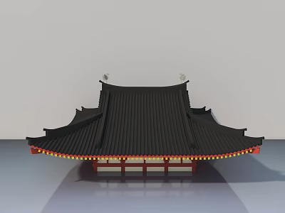 Traditional Style Sofa And Coffee Table Set With Black Red Accents And Roof Inspired Ornaments 3d model