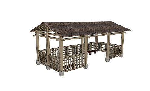 Chinese-style pavilion thatched pavilion 3d model