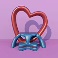Interactive Area Featuring Red Heart Shaped Structure And Blue Base On Purple Background