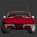 Red Classic Sports Car With Black Roof Sleek Design Shiny Wheels And Reflection
