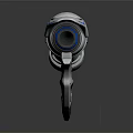 Futuristic White And Blue Weapon Design With Streamlined Mechanical Components 3d model