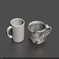 Two Contrasting Household Mugs White Clean and Stained Old Daily Use Items