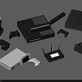 Home Entertainment Electronics Including Game Consoles Controllers Cameras And Routers 3d model