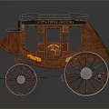 Vintage Old West Wooden Stagecoach With Decorative Details And Spoked Wheels