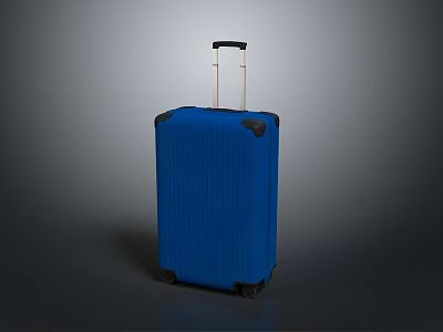 Blue Rolling Suitcase With Trolley Handle And Black Corner Protectors 3d model