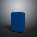 Blue Rolling Suitcase With Trolley Handle And Black Corner Protectors