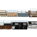 Commercial Display Equipment With Glass Door Counters Wooden Cabinets And Marble Tops