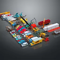 Various Types Of Colorful Vehicles Including Trucks Cars And Construction Equipment Collection