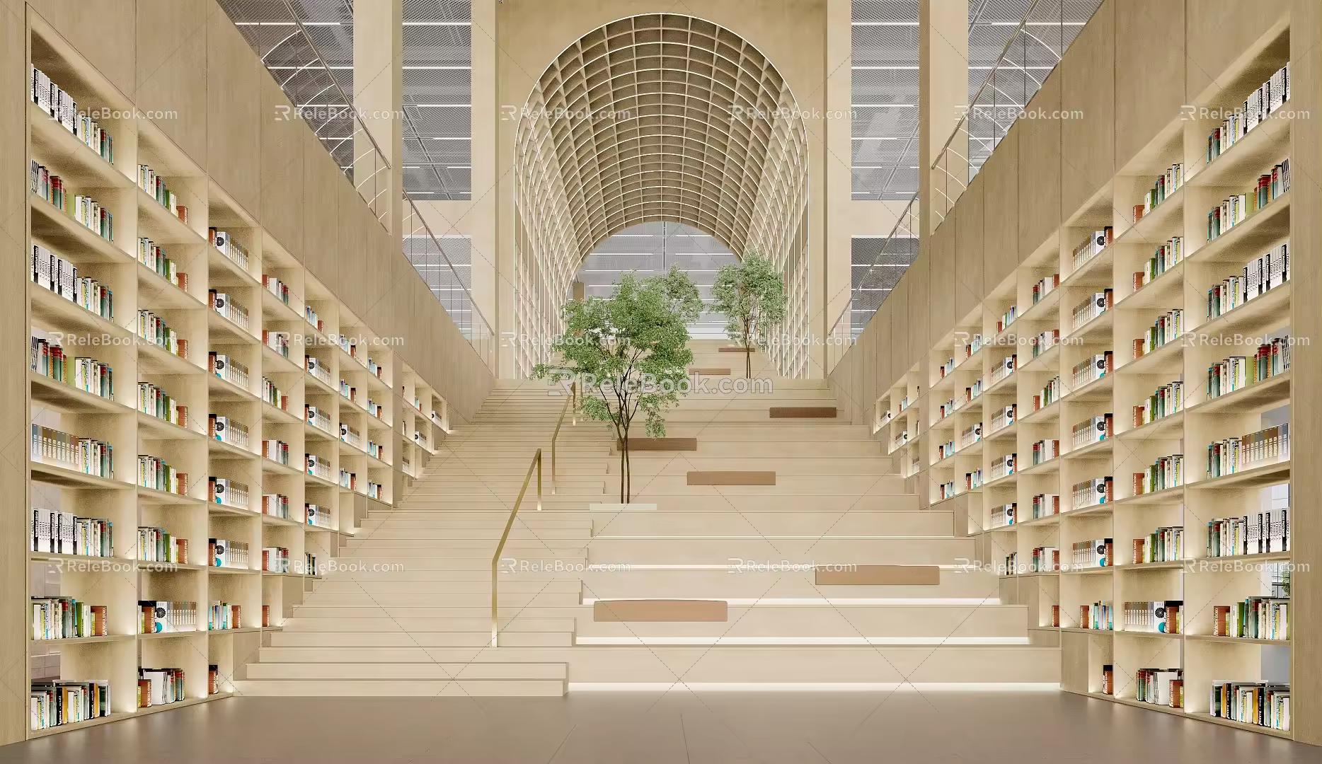 modern library ladder bookstore 3d model