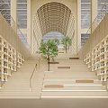 modern library ladder bookstore 3d model