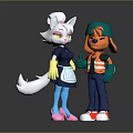 Animated Game Characters White Cat Yellow Gloves Apron And Orange Dog Green Hat Thumbs Up