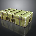 Weapon Storage Box Vintage Green Metal With Rusty Handles And Clasps