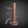 Wooden Standing Martial Arts Training Dummy With Multiple Arms And Stable Base 3d model