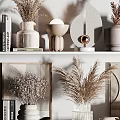 Modern Minimalist Decorative Ornament Set With Stone Ceramic Dried Flowers And Geometric Wall Home Decor