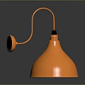Modern Copper Funnel Shaped Lamp With Curved Metallic Rod And Circular Base
