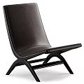 Modern Black Leather Lounge Chair with Wooden Frame and Sleek Design for Living Room