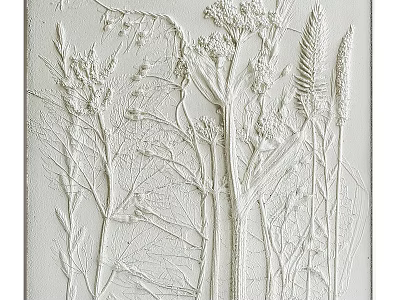 Decorative White Relief Artwork With Intricate Plant Patterns And Textures 3d model