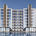 Modern Residential Building Simple Multi-storey Residence 3d model