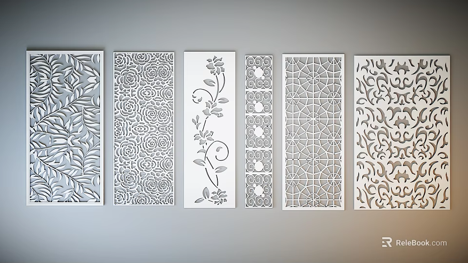 Decorative Stencil Collection With Floral Geometric And Swirl Pattern Designs 3d model 