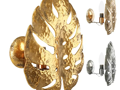 Leaf Shaped Decorative Wall Sconces with Gold and Silver Finishes for Home Lighting 3d model