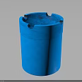 Shiny Blue Cylindrical Container With Smooth Surface And Top Notches Design