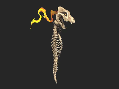 Mythical Skeleton Dragon Weapon With Flaming Tail And Sharp Teeth 3d model