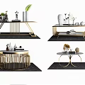 Modern Coffee Table Design With Metal Frame Marble Top And Decorative Plants Books