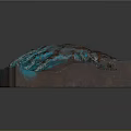 Hand Shaped Sculptural Equipment With Blue Brown Textured Surface And Artistic Design