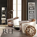 Modern Leather Accent Chairs With Metal Frames In Living Room Featuring Floor Lamp And Decor