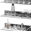 Kitchen Glassware Display With Wine Glasses Tumblers Bottles Plates And Cloche Covered Dishes