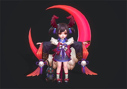 Cute girl Q version 3d model