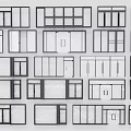 Various Window And Door Design Sketches For Architectural Layout Plans 3d model
