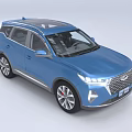 Blue SUV Front View With Modern Grille And Sleek LED Headlights Design 3d model