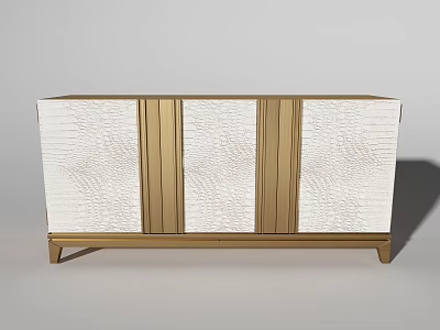 Modern Sideboard With Wooden Frame And Textured White Panels For Home Dining 3d model