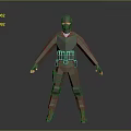 Game Movie Character In Tactical Gear With Green Uniform And Mask