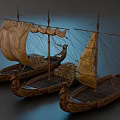 Ancient Sailing Ships With Weathered Sails Ornate Carvings And Wooden Hulls