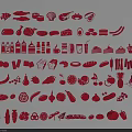 Decorative Red Food Icons Wall Decor with Culinary Elements for Kitchen