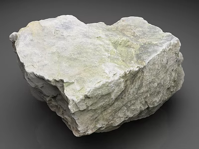 Natural Rough Textured Stone With Gray Green Surface And Irregular Shape 3d model