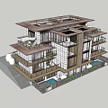 Modern Townhouse Exterior With Large Glass Windows Balconies And Lush Greenery