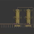 Industrial Equipment System Featuring Cylindrical Towers Pipes And Access Platforms