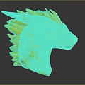 Colorful Dragon Head 3D Model With Vibrant Pink Purple Mane And Purple Eyes