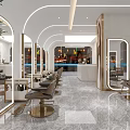 Modern Beauty Hair Salon Interior With Styling Chairs Mirrors And Product Shelves