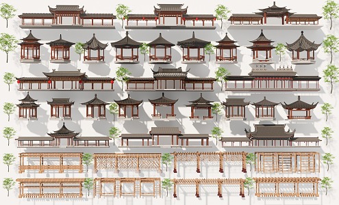 New Chinese Pavilion Outdoor Landscape Small Building 3d model