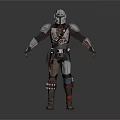 Armored Game And Movie Warrior Character With Silver Red Detailed Armor Design