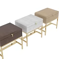 Modern White Bedside Table With Drawer And Golden Metal Legs 3d model