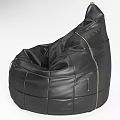 Black Leather Bean Bag Chairs Modern Stitched Design For Living Room Comfortable Seating